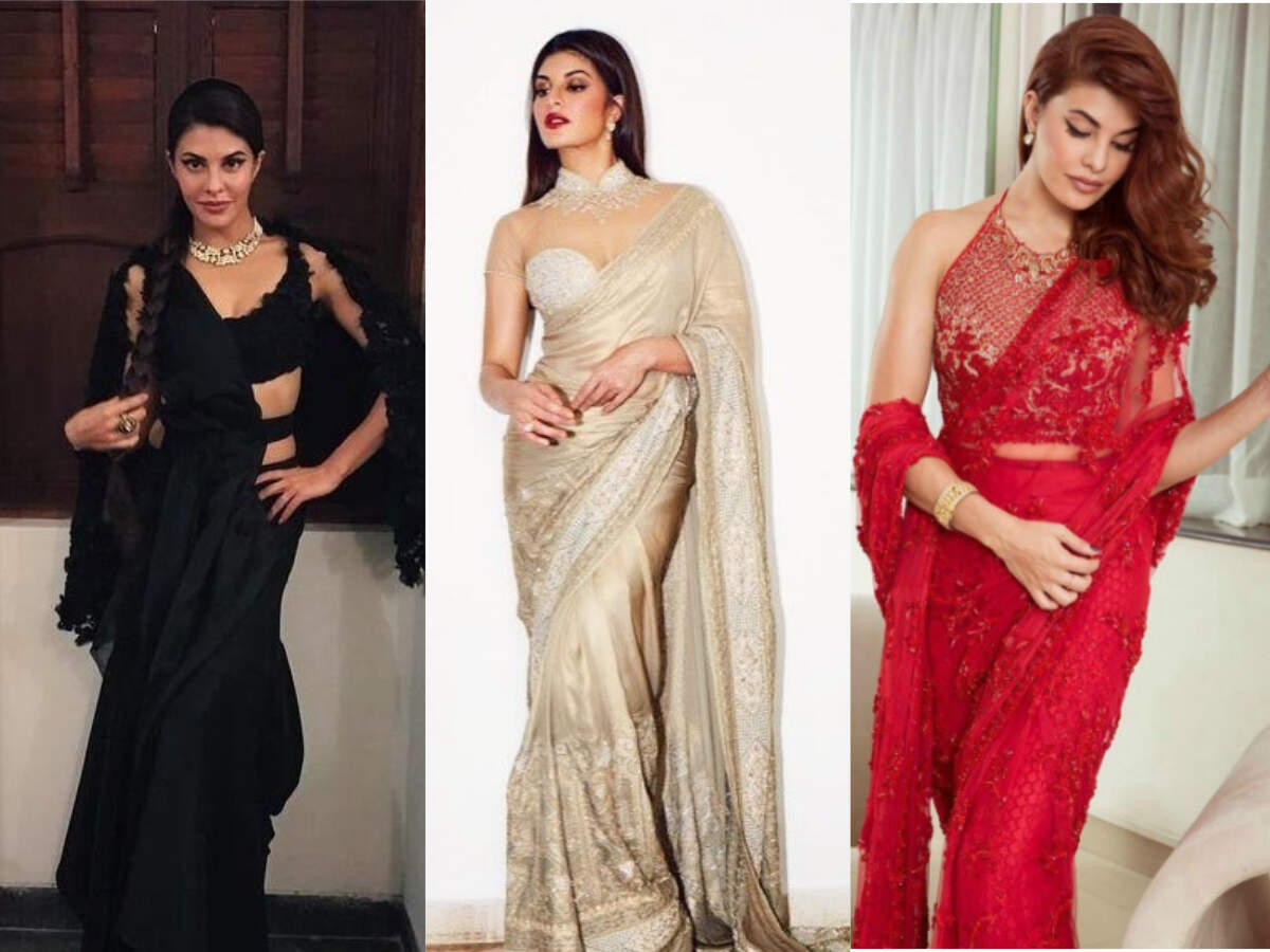 Jacqueline Fernandez truly looks stunning in the Indian drape Jacqueline Fernandez truly looks stunning in the Indian drape